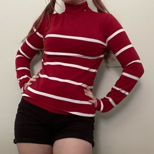 red and white striped turtleneck